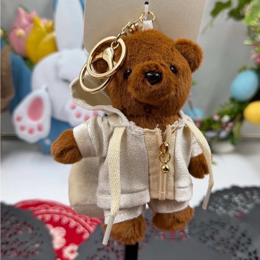 Natasha Plush Teddy Bear Keychain w/ Hoodie & Backpack